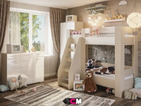 Детская Симба с двухъярусной кроватью белый глянец в Лангепасе - langepas.magazinmebel.ru | фото