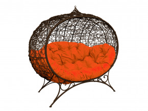 Кокон Улей на ножках с ротангом оранжевая подушка в Лангепасе - langepas.magazinmebel.ru | фото - изображение 1