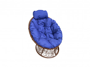 Кресло Папасан мини с ротангом синяя подушка в Лангепасе - langepas.magazinmebel.ru | фото