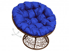 Кресло Папасан пружинка с ротангом синяя подушка в Лангепасе - langepas.magazinmebel.ru | фото - изображение 1