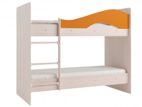 Кровать 2-х ярусная Мая на латофлексах млечный дуб, оранжевая в Лангепасе - langepas.magazinmebel.ru | фото