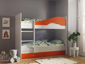 Кровать 2-х ярусная Мая с ящиками на латофлексах белый-оранж в Лангепасе - langepas.magazinmebel.ru | фото - изображение 1