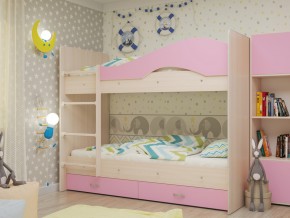 Кровать 2-х ярусная Мая с ящиками на латофлексах розовая в Лангепасе - langepas.magazinmebel.ru | фото