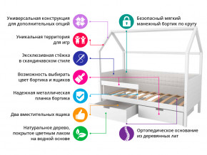 Кровать-домик мягкий Svogen с ящиками и бортиком бежевый в Лангепасе - langepas.magazinmebel.ru | фото - изображение 2