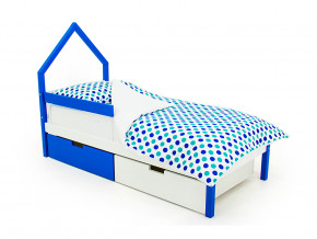 Кровать-домик мини Svogen с ящиками и бортиком сине-белый в Лангепасе - langepas.magazinmebel.ru | фото