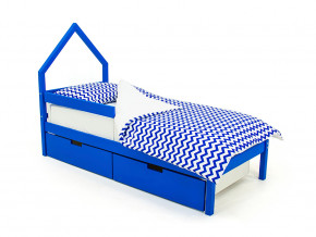 Кровать-домик мини Svogen с ящиками и бортиком синий в Лангепасе - langepas.magazinmebel.ru | фото - изображение 1