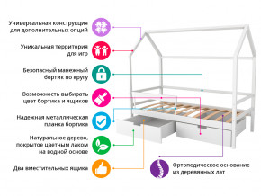 Кровать-домик Svogen с фото с ящиками и бортиком белый/динозаврики в Лангепасе - langepas.magazinmebel.ru | фото - изображение 2
