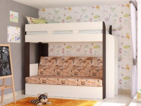 Кровать двухъярусная Карамель 75 венге ткань савана в Лангепасе - langepas.magazinmebel.ru | фото