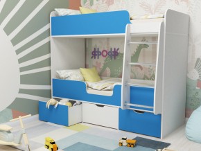 Кровать двухъярусная Малыш двойняшка белый-голубой в Лангепасе - langepas.magazinmebel.ru | фото