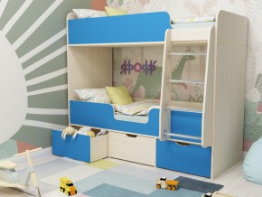 Кровать двухъярусная Малыш двойняшка дуб молочный-голубой в Лангепасе - langepas.magazinmebel.ru | фото - изображение 1