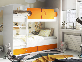 Кровать двухъярусная Тетрис латы с бортиками белый-оранжевый в Лангепасе - langepas.magazinmebel.ru | фото - изображение 1