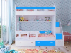 Кровать двухъярусная Юниор 1 винтерберг-белый с голубым в Лангепасе - langepas.magazinmebel.ru | фото