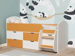 Кровать Малыш-7 белое дерево-оранжевый в Лангепасе - langepas.magazinmebel.ru | фото