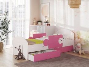 Кровать Мозаика с ящиком и бортиками на ламелях белый-розовый в Лангепасе - langepas.magazinmebel.ru | фото