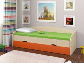 Кровать Соня 2 дуб молочный-оранжевый в Лангепасе - langepas.magazinmebel.ru | фото - изображение 1