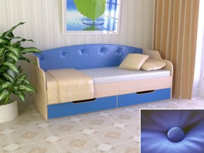 Кровать Юниор Тип 2 дуб молочный/синий 800х1600 в Лангепасе - langepas.magazinmebel.ru | фото