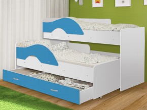 Кровать выкатная Радуга с ящиком 80х160 белая-голубой в Лангепасе - langepas.magazinmebel.ru | фото