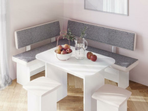 Кухонный уголок Парма Белый, ткань серая в Лангепасе - langepas.magazinmebel.ru | фото - изображение 3