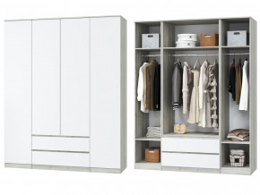 Шкаф для одежды четырехдверный Лори дуб серый, белый в Лангепасе - langepas.magazinmebel.ru | фото