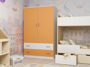 Шкаф двухстворчатый белый-оранж в Лангепасе - langepas.magazinmebel.ru | фото - изображение 1